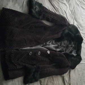 Fur lined black coat